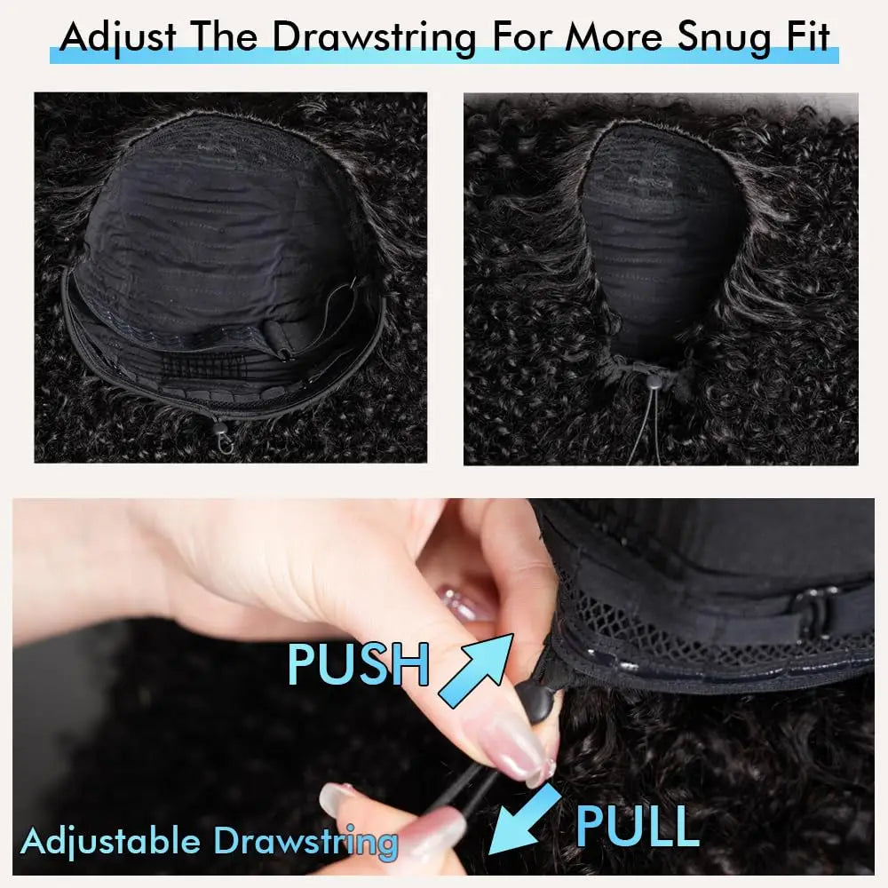 Half Wig Kinky Curly 200% Density Remy Hair Curly Wigs 100% Human Hair No Leave Out Upgrade Glueless Clip In Half Wigs For Women